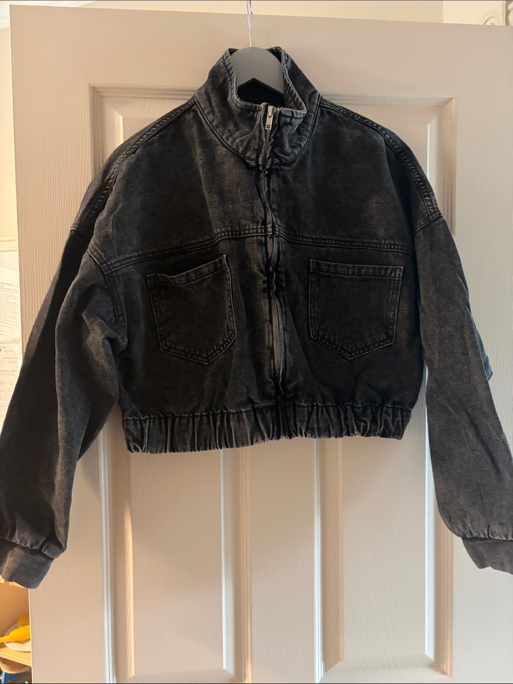 NOBO Cropped Washed Charcoal Jean Jacket